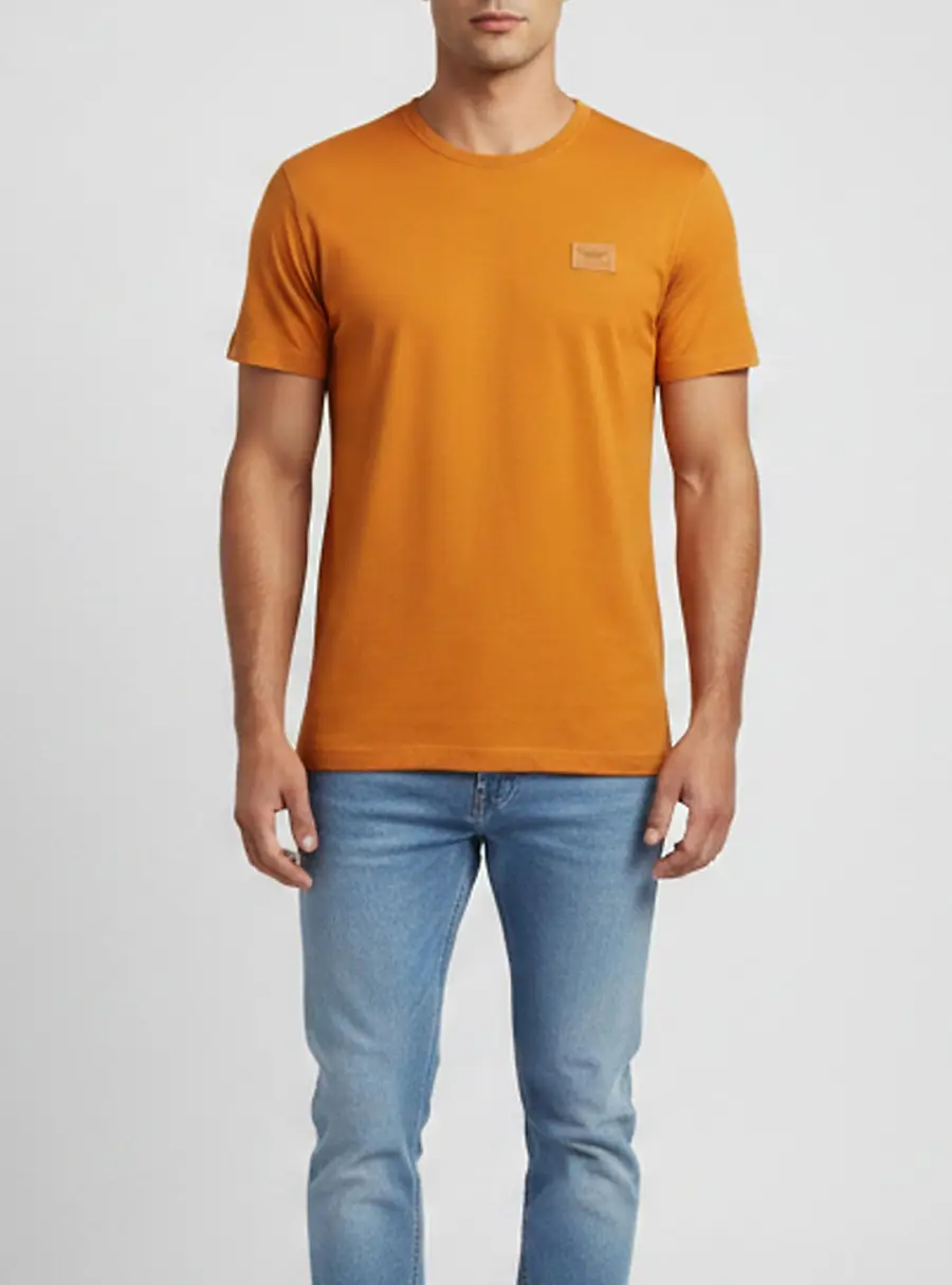 Dolce & Gabbana Orange Logo Plaque Jersey T-Shirt XL