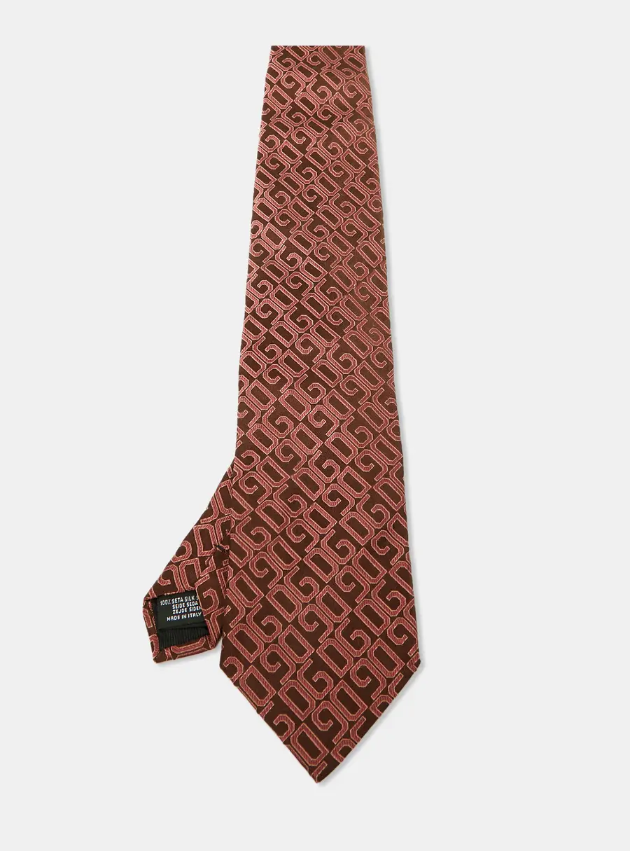 Dolce & Gabbana Brown DG Logo Jacquard Silk Traditional Tie