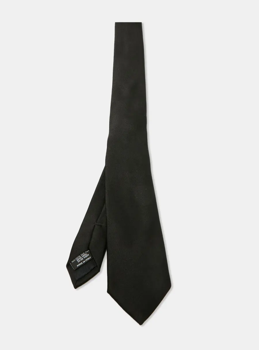 Dolce & Gabbana Black Satin Silk Skinny Tie