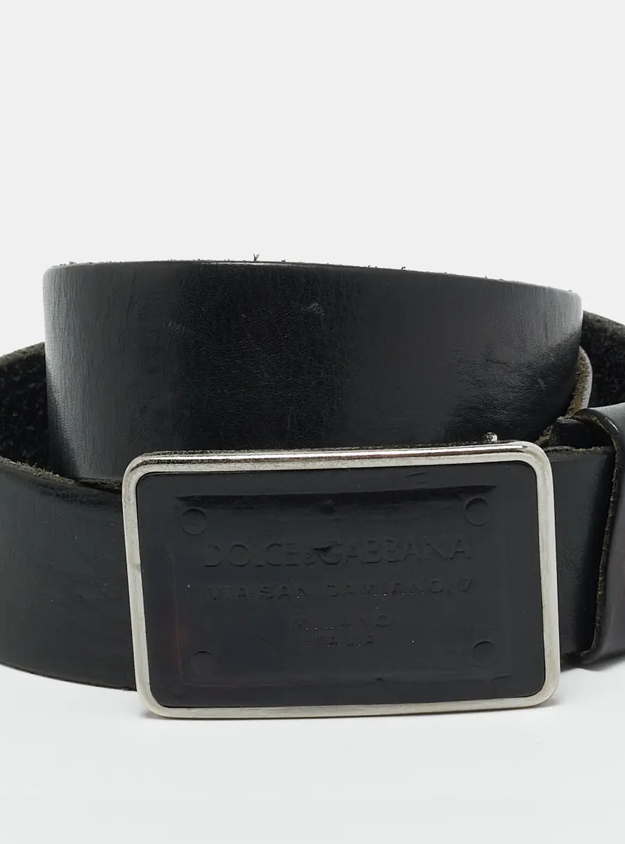 Dolce & Gabbana Logo Plague Black Leather