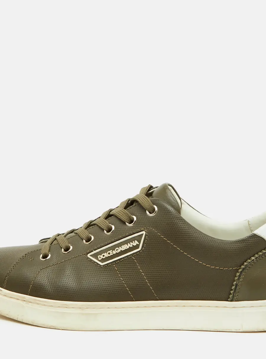 Dolce & Gabbana Size 41 Olive Green Leather Low Top Sneakers