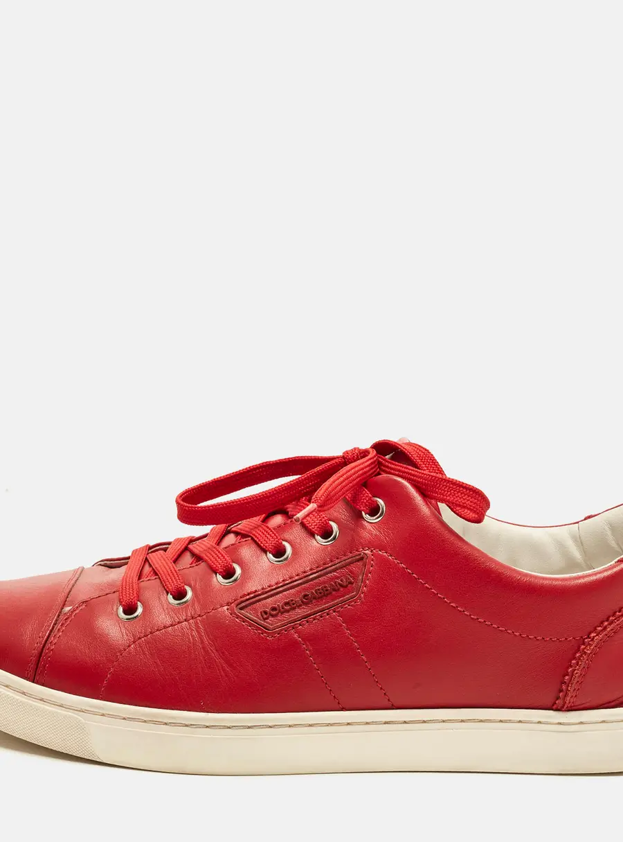 Dolce & Gabbana Size 43 Red Leather Cap Toe Low Top Sneakers