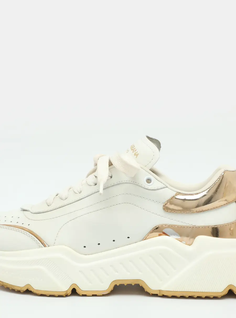 Dolce & Gabbana Daymaster Size 41 White/Gold Leather Sneakers