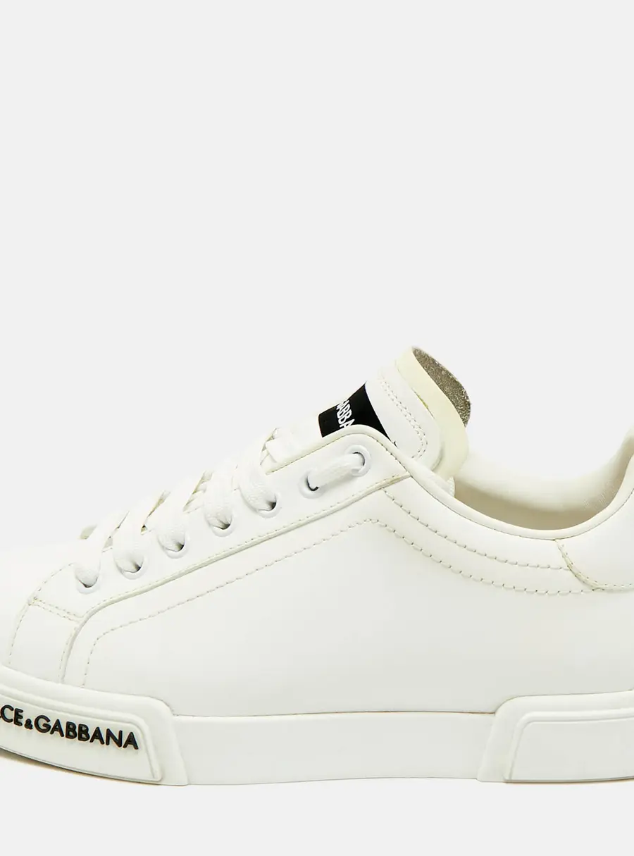 Dolce & Gabbana Portofino Size 39 White Leather Lace Up Sneakers