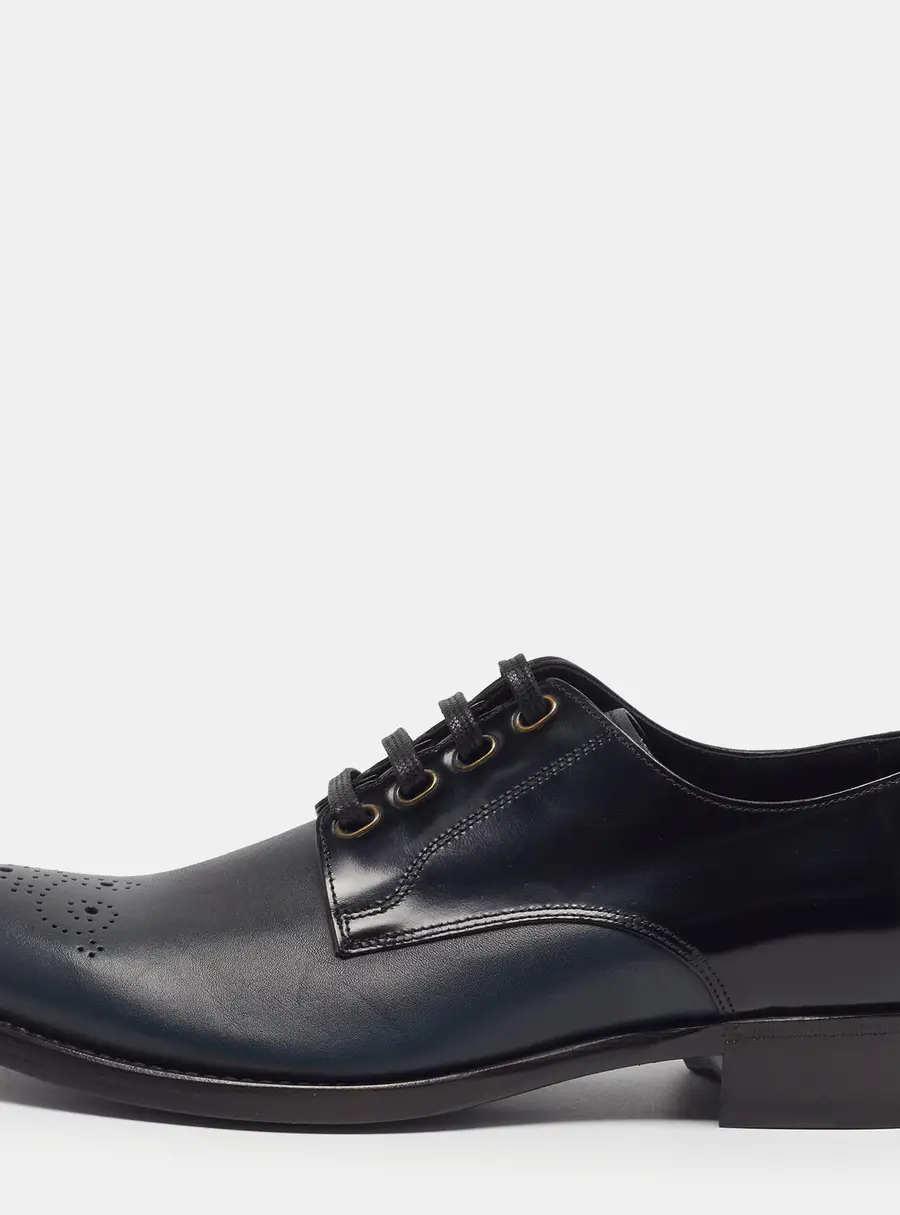 Dolce & Gabbana Size 41 Black/Dark Green Leather Oxfords