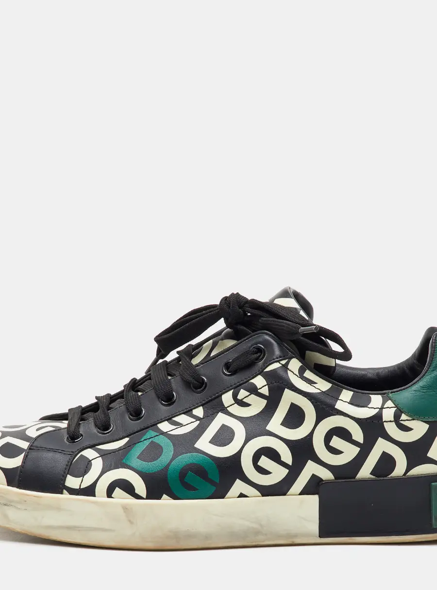 Dolce & Gabbana Portofino Size 43 Multicolor DG Mania Print Leather Low Top Sneakers
