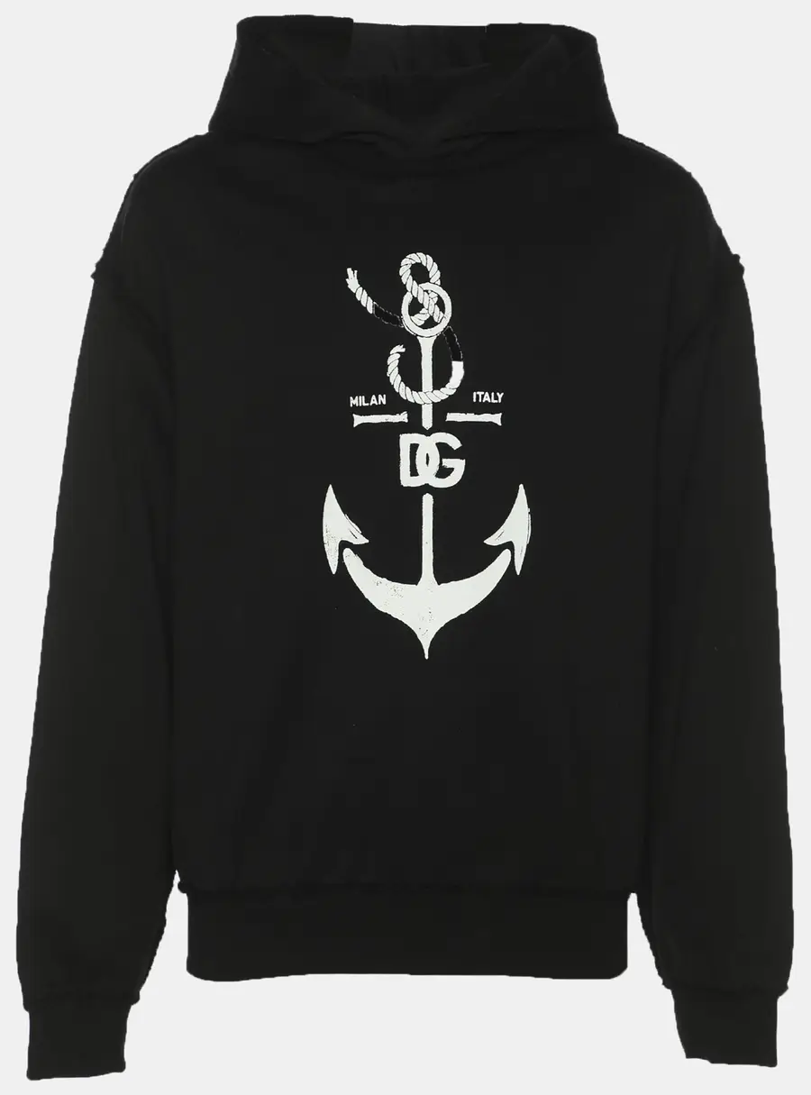 Dolce & Gabbana Black Knit Marina Print Hoodie S
