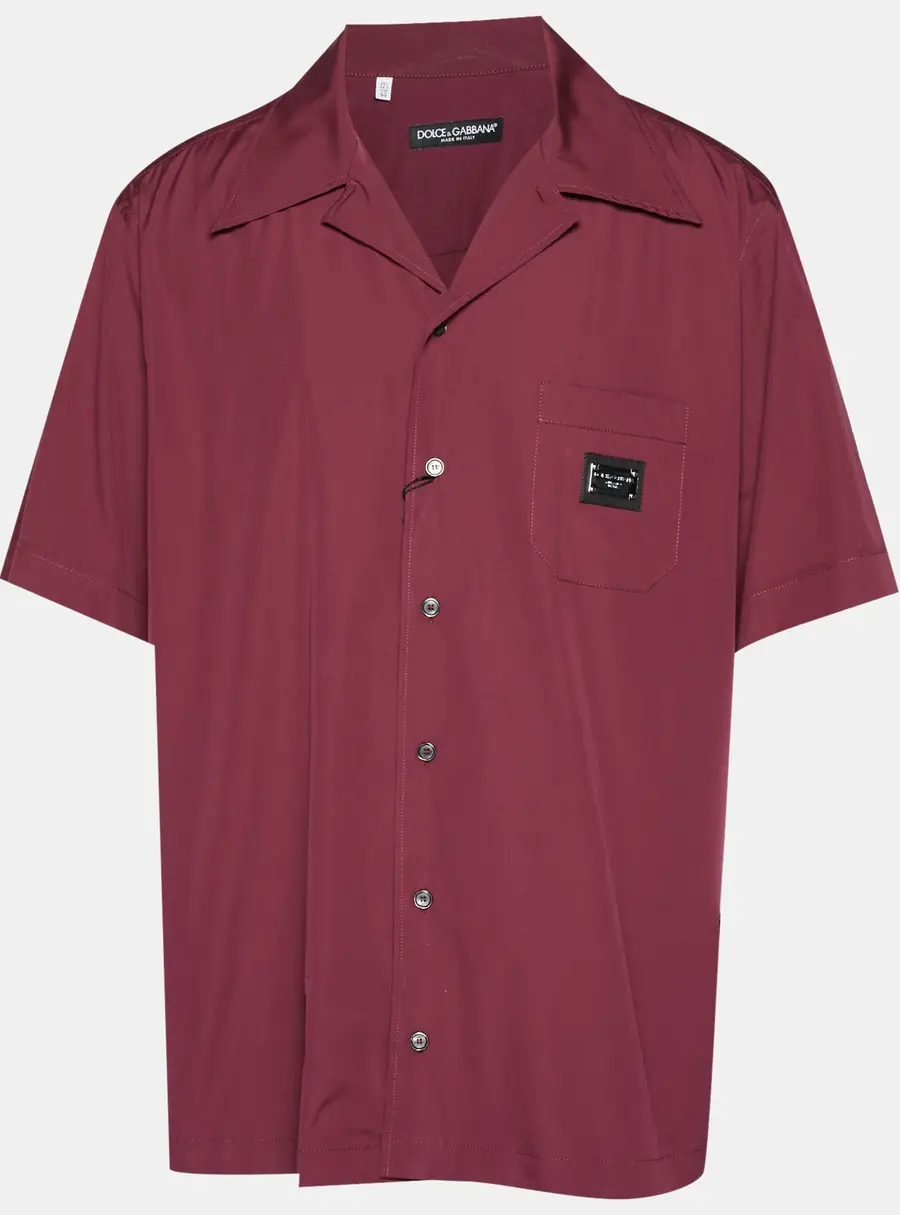 Dolce & Gabbana Burgundy Cotton Bowling Shirt 3XL