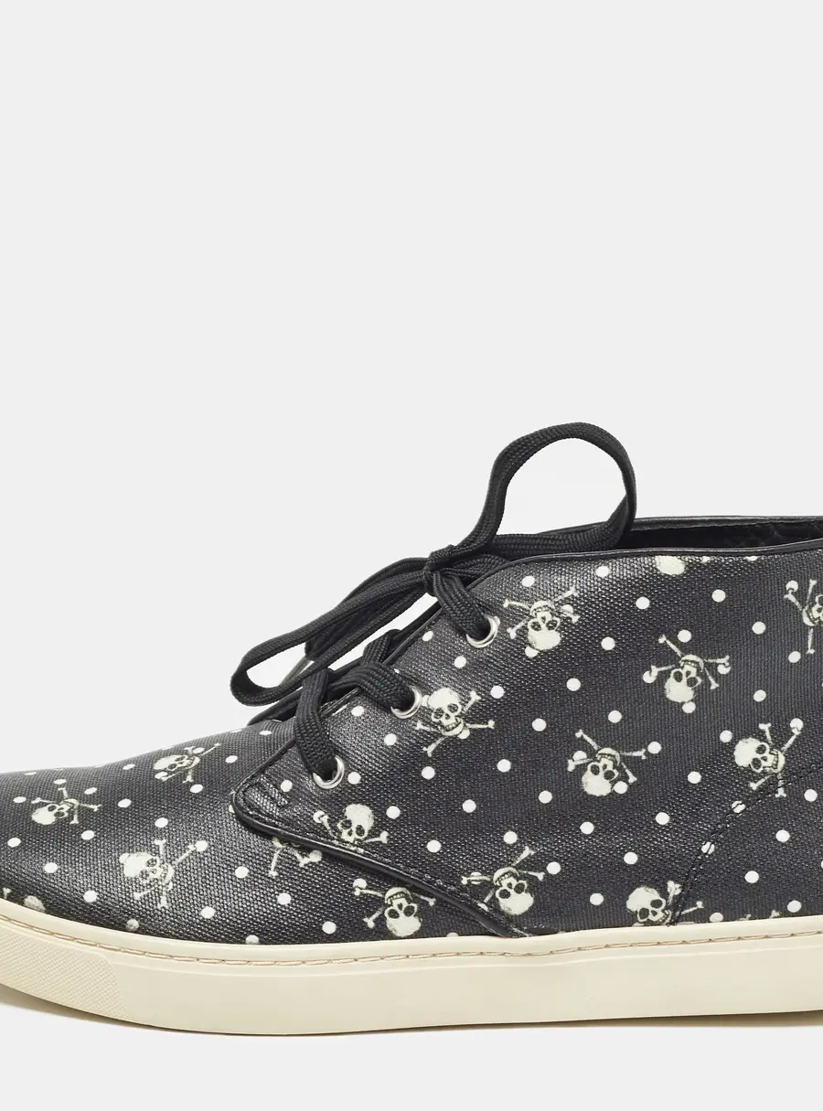 Dolce & Gabbana Black Skull and Cross Bone Print Canvas High Top Sneakers Size 41