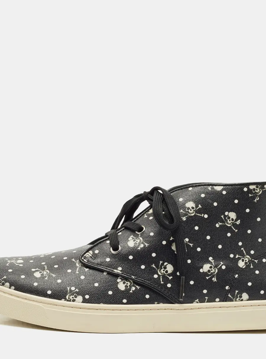Dolce & Gabbana Black Coated Canvas Skeleton LDN High Top Sneakers Size 44