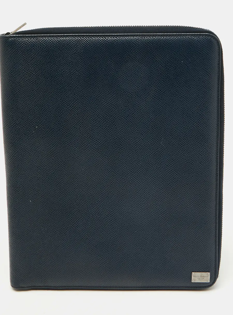 Dolce & Gabbana Navy Blue Leather Business Organizer