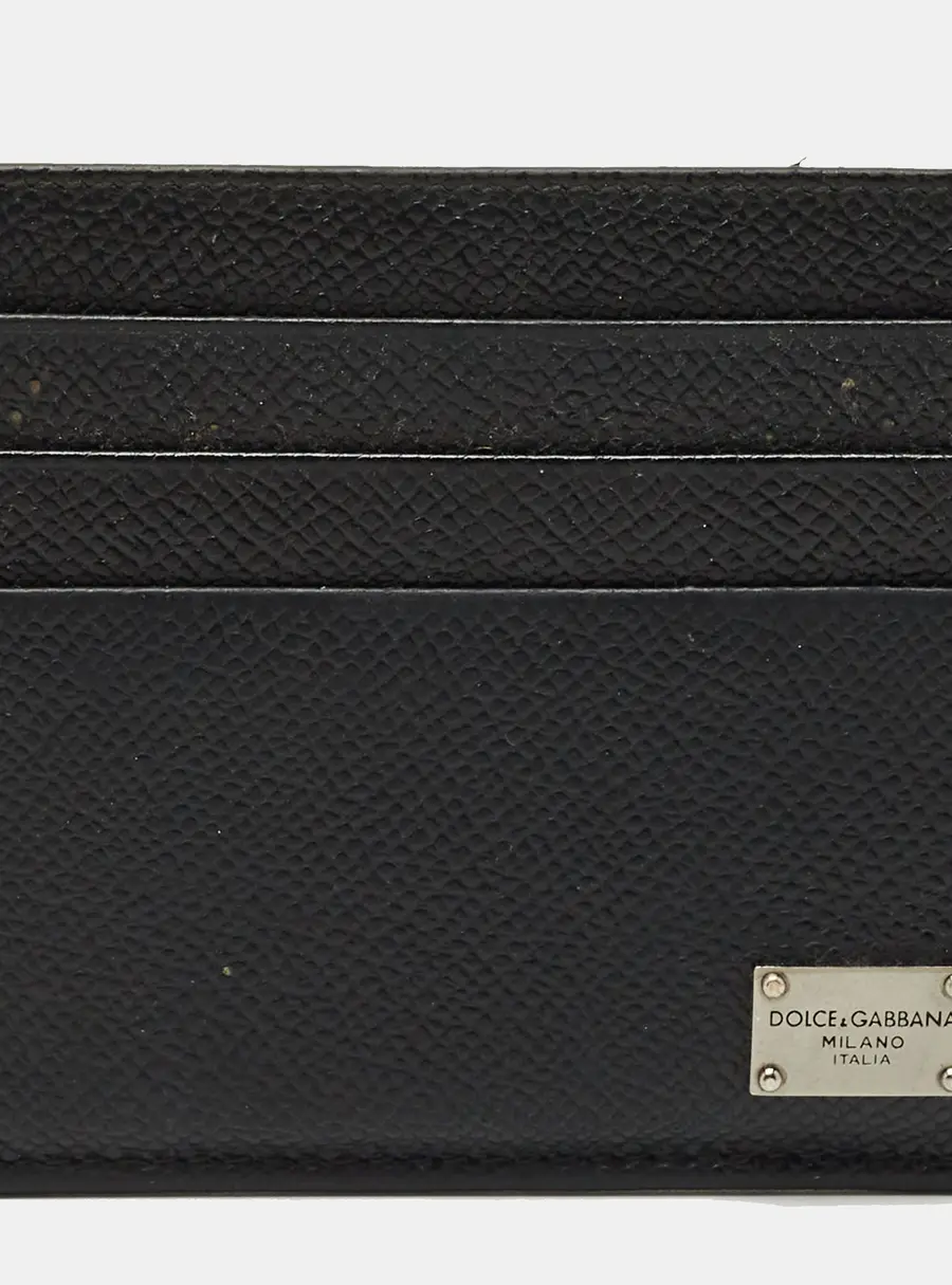 Dolce & Gabbana Black Leather Logo Card Holder