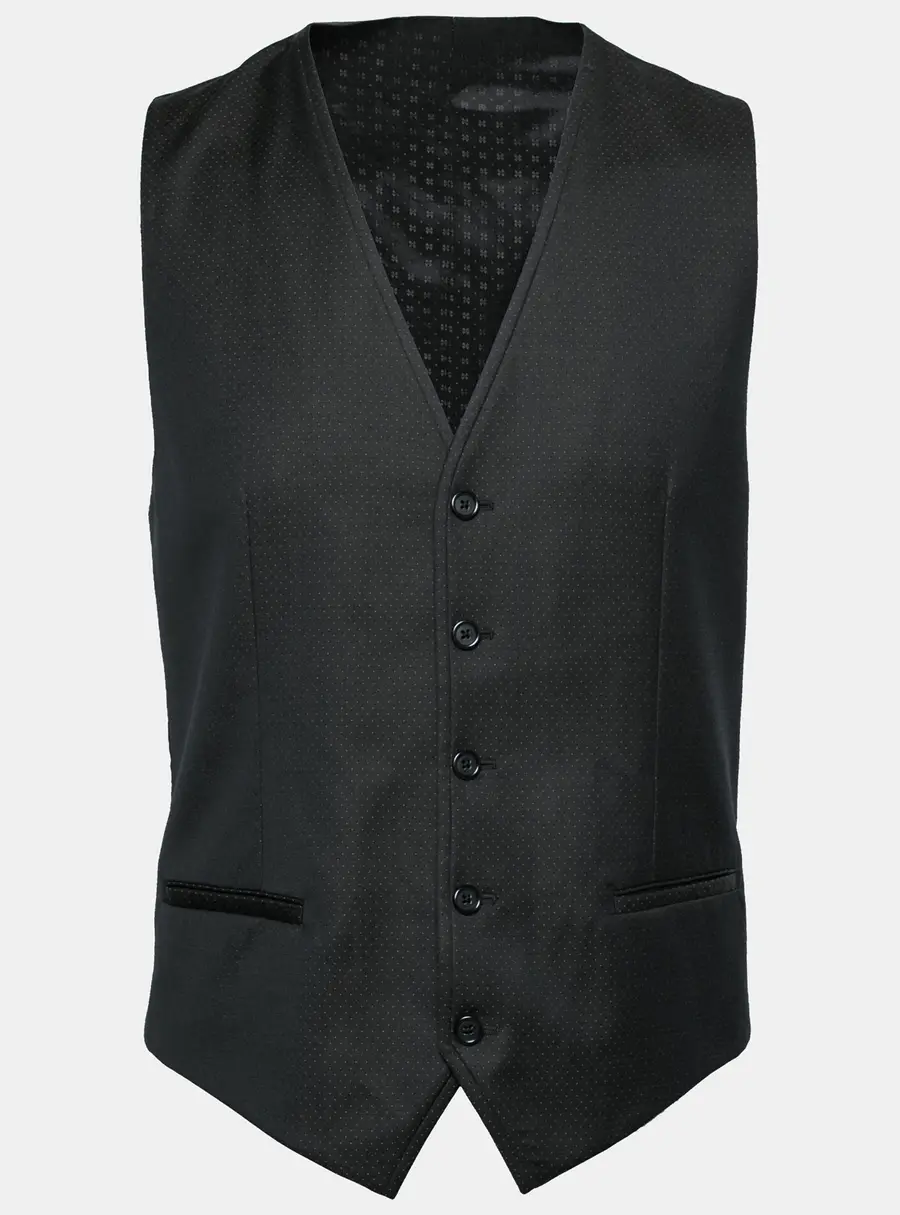 Dolce & Gabbana Black Polka Dotted Wool Waistcoat M