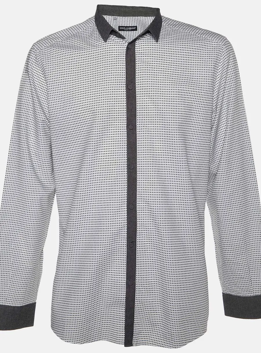 Dolce & Gabbana White Floral Pattern Cotton Button Front Shirt XXL