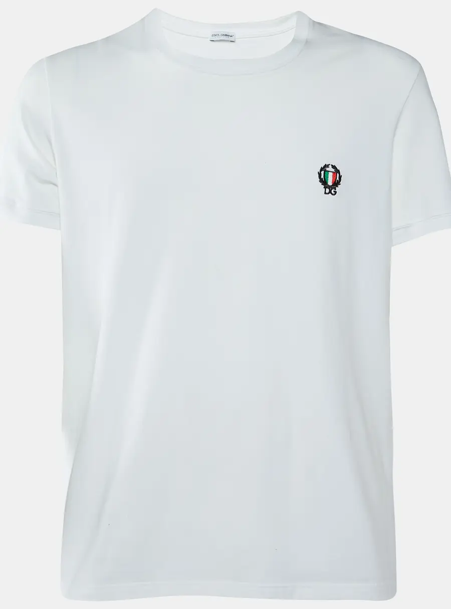 Dolce & Gabbana Underwear White Cotton Logo Embroidered T-Shirt L