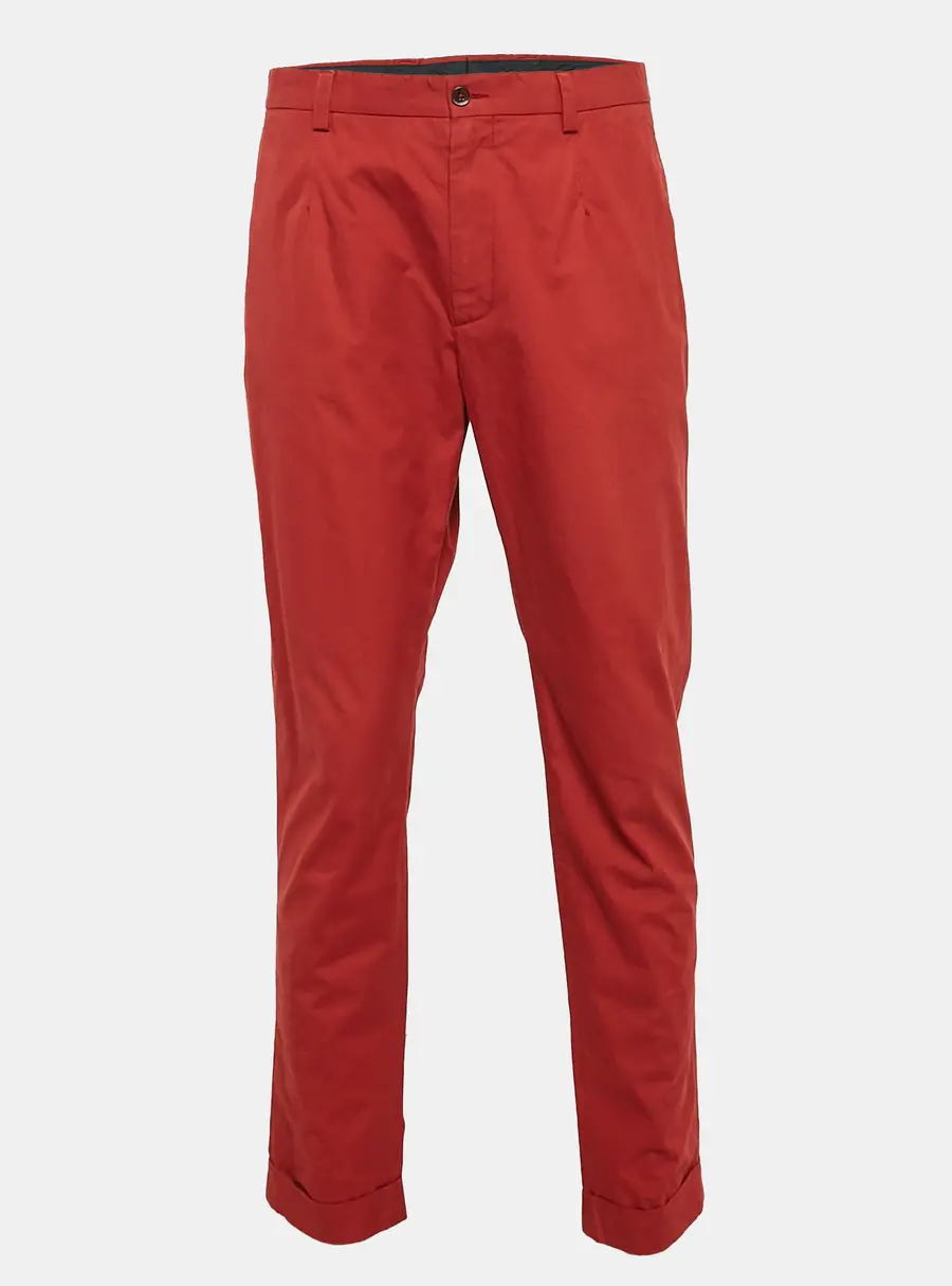 Dolce & Gabbanna Red Cotton Straight Leg Pants XXL