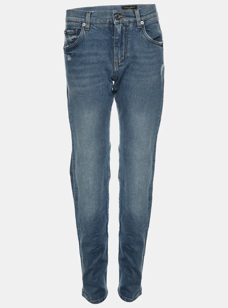 Dolce and Gabbana Faded Blue Denim "New Vintage Denim" Skinny Ripped Jeans XS