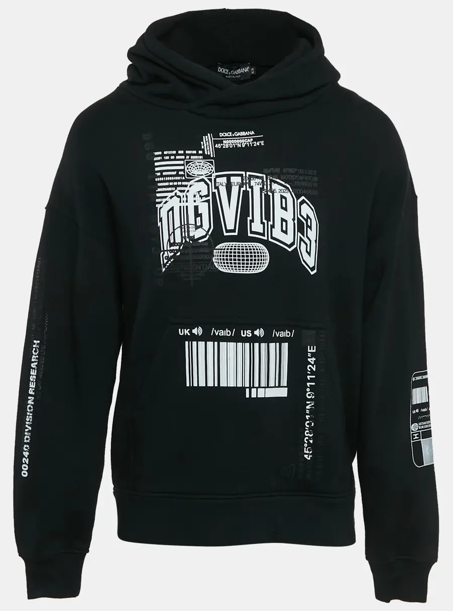 Dolce & Gabbana Black DGVIBE3 Print Cotton Knit Hoodie XS