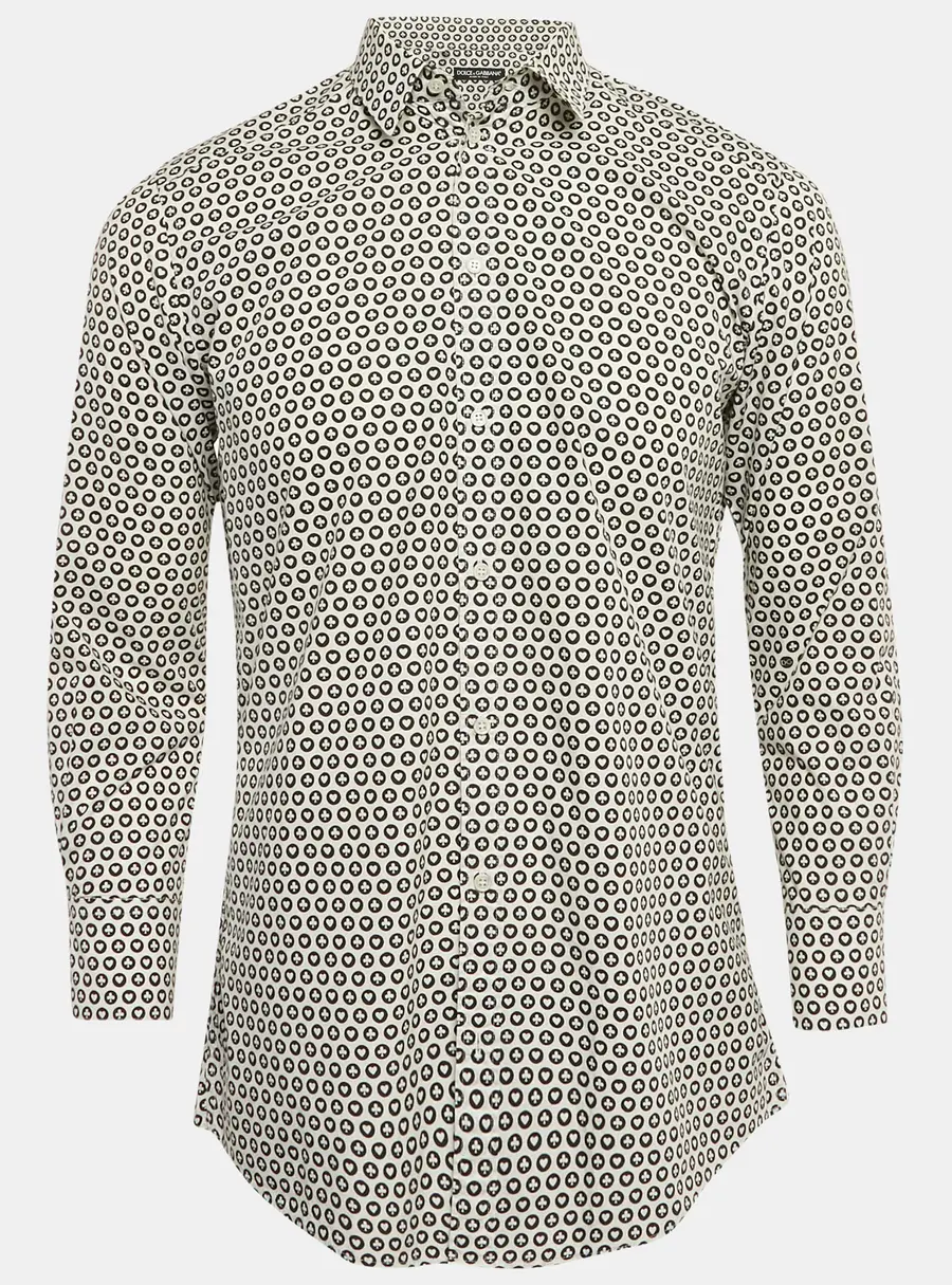 Dolce & Gabbana White Printed Cotton Long Sleeve Shirt M
