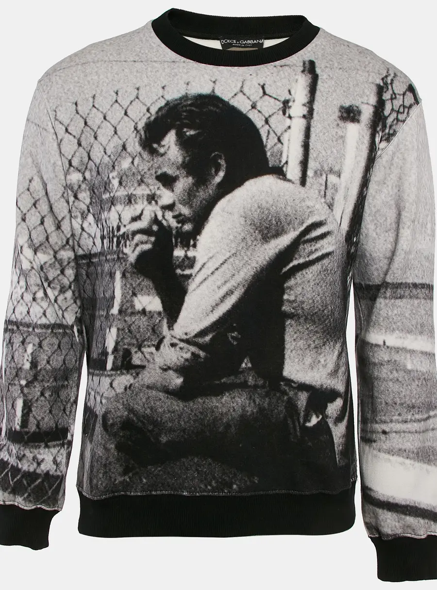 Dolce & Gabbana Grey James Dean Print Cotton Applique Detail Sweatshirt M