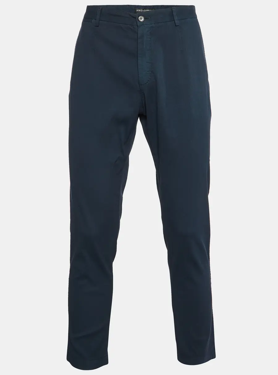 Dolce & Gabbana Blue Striped Pattern Cotton Pants L