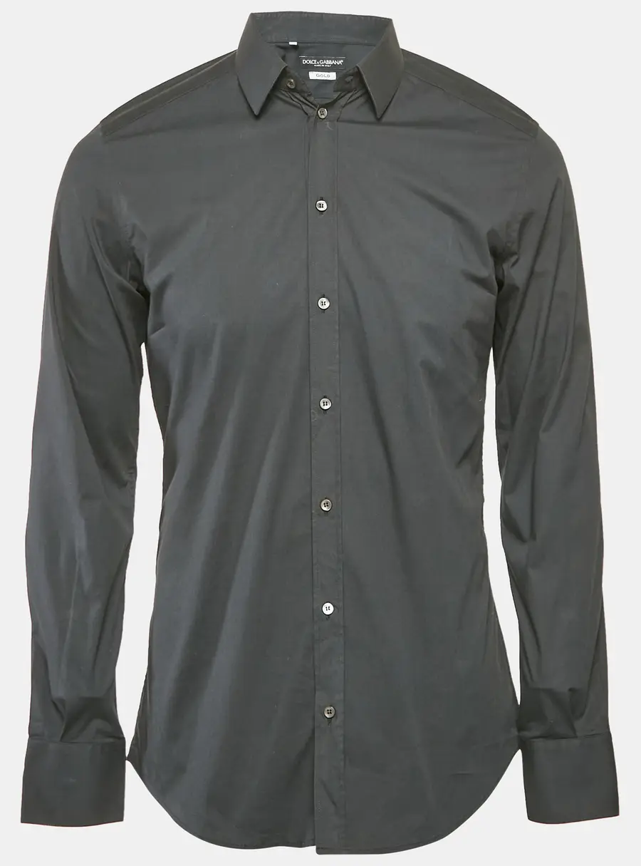 Dolce & Gabbana Midnight Blue Cotton Gold Fit Shirt M