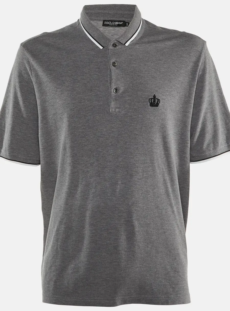 Dolce & Gabbana Grey Cotton Polo T-Shirt 5XL