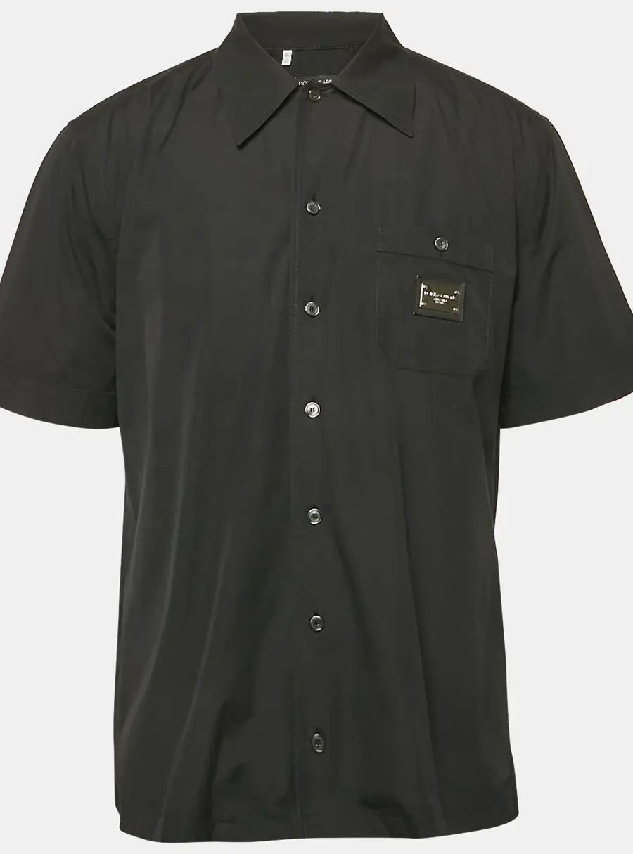Dolce & Gabbana Black Cotton Short Sleeve Shirt M