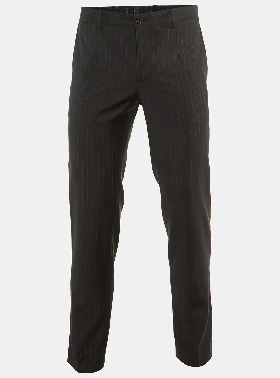 Dolce & Gabbana Charcoal Grey Pin Striped Wool Tailored Pants S