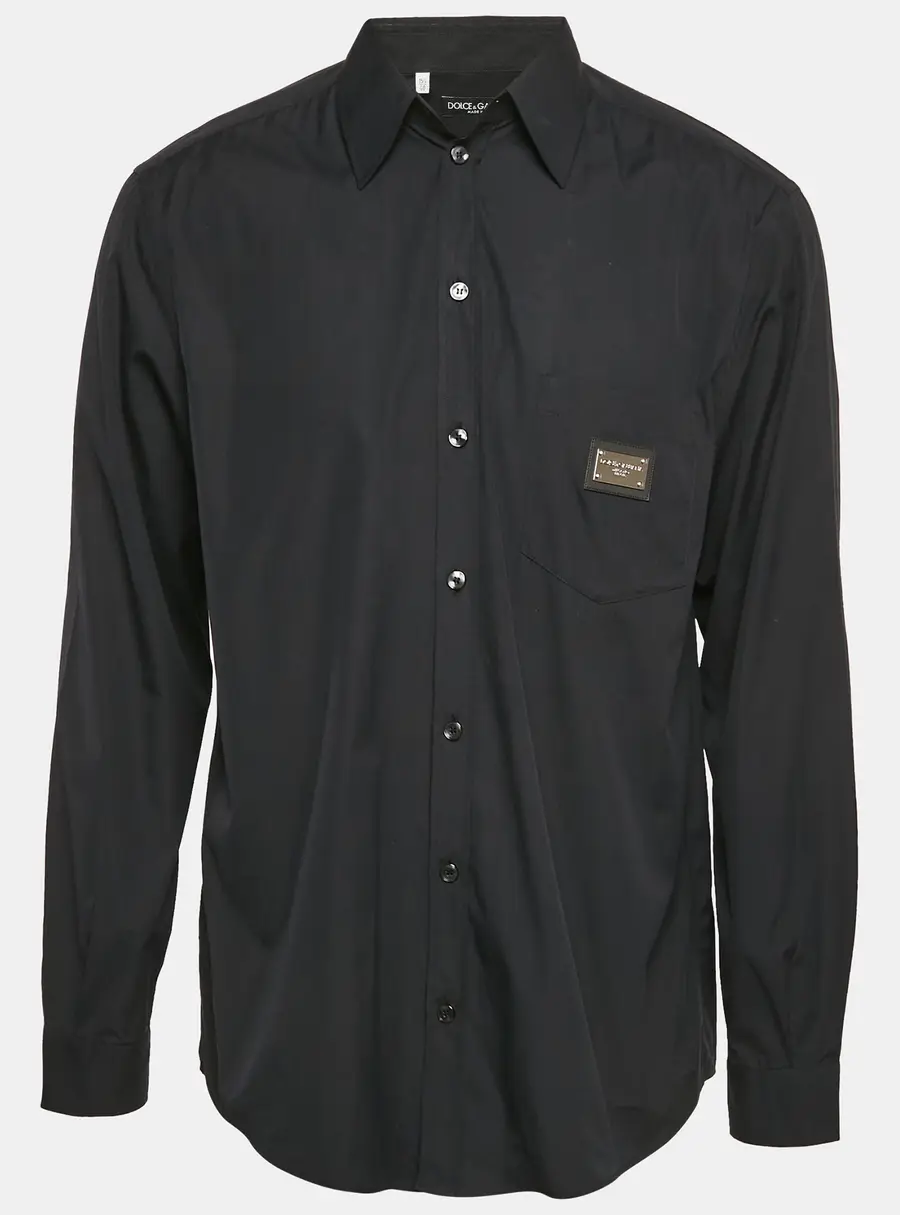 Dolce & Gabbana Black Cotton Long Sleeve Shirt L