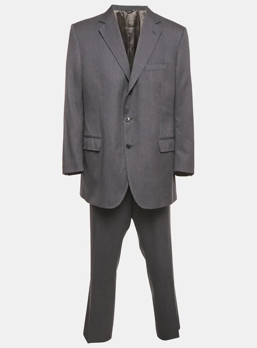Dolce & Gabbana Dark Grey Wool Single Breasted Blazer Suit 4XL