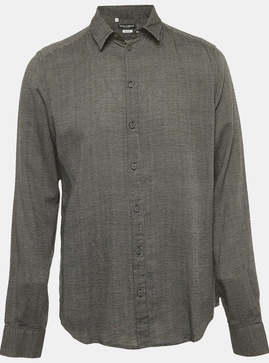 Dolce & Gabbana Black Cotton Button Front Shirt XL