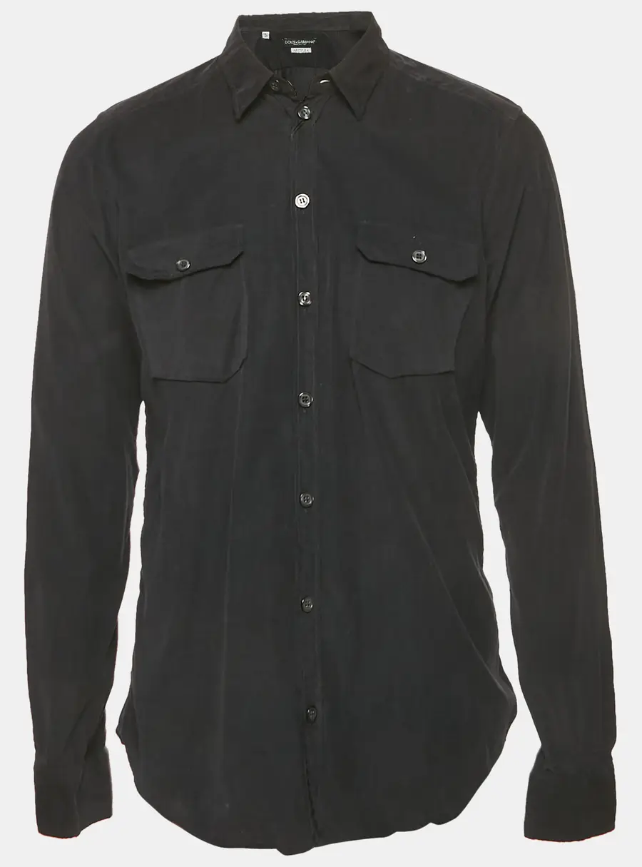 Dolce & Gabbana Black Corduroy Silica Shirt XL