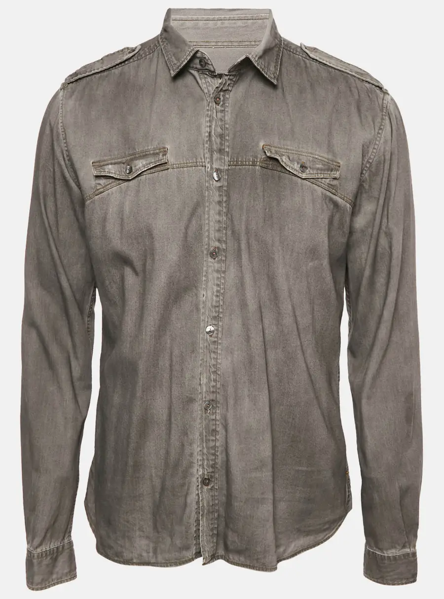 Dolce & Gabbana Grey Faded Denim Long Sleeve Shirt XL
