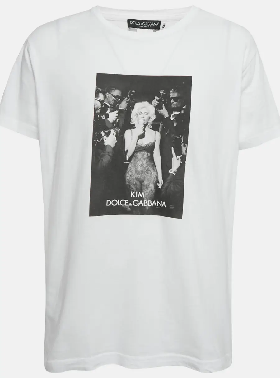 Dolce & Gabbana x Kim White Printed Jersey T-Shirt XL