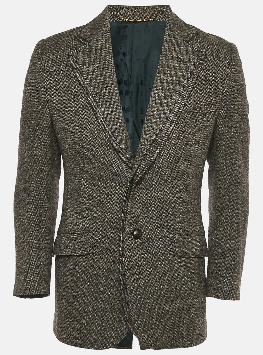Dolce & Gabbana Brown Patterned Wool Single Breasted Blazer S