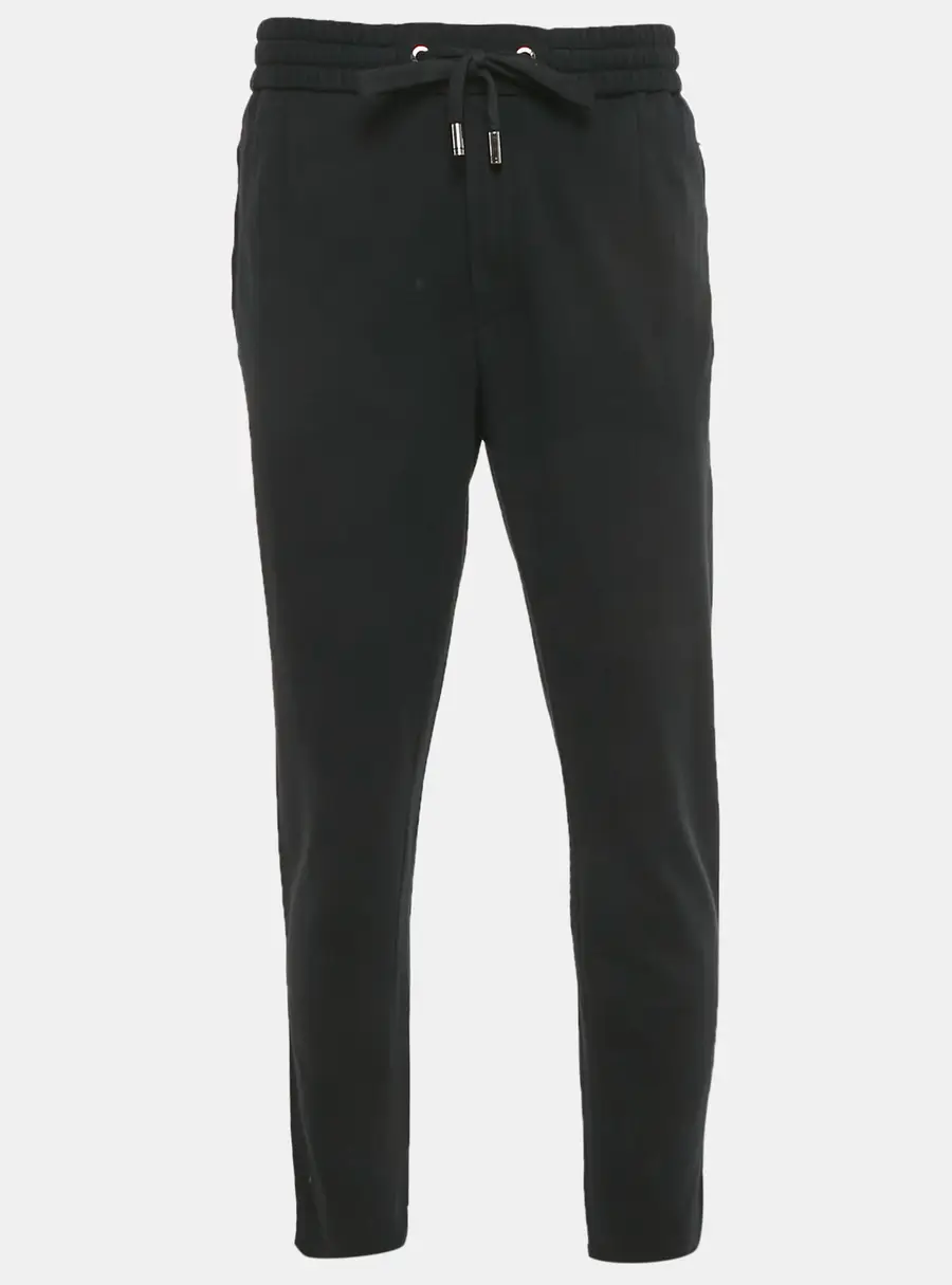Dolce & Gabbana Black Logo Embroidered Knit Drawstring Trousers XXXL