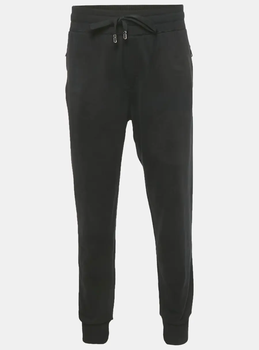 Dolce & Gabbana Black Cotton Logo Plaque Sweatpants 4XL