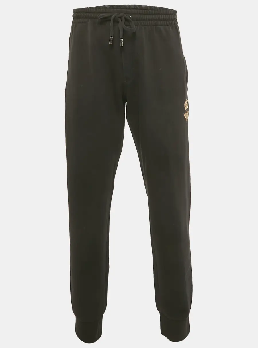 Dolce & Gabbana Black Crown Embroidered Cotton Jogger Pants XXXL
