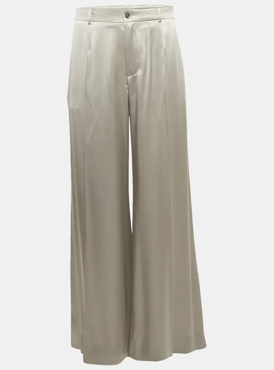 Dolce & Gabbana Grey Satin Wide-Leg Trousers L