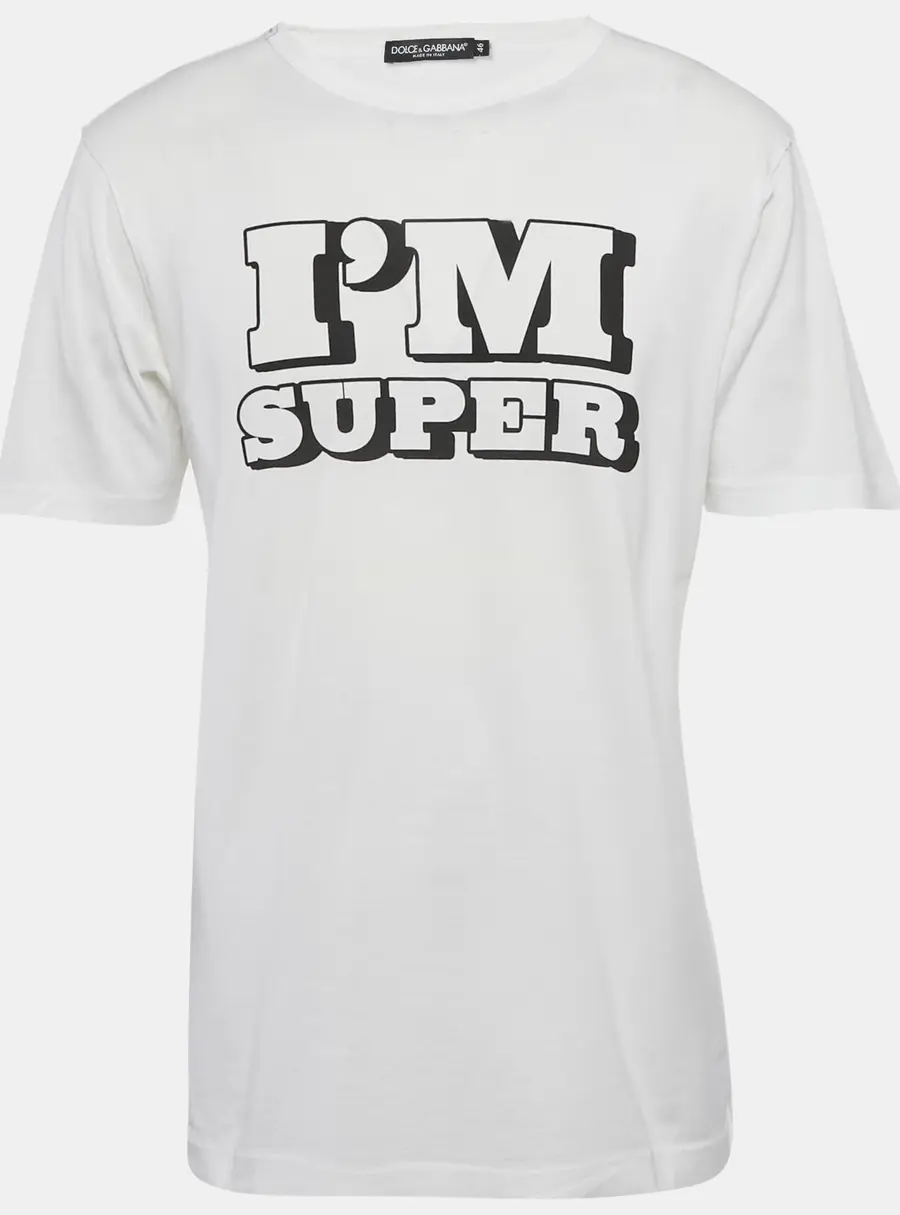 Dolce & Gabbana White Printed Jersey T-Shirt S
