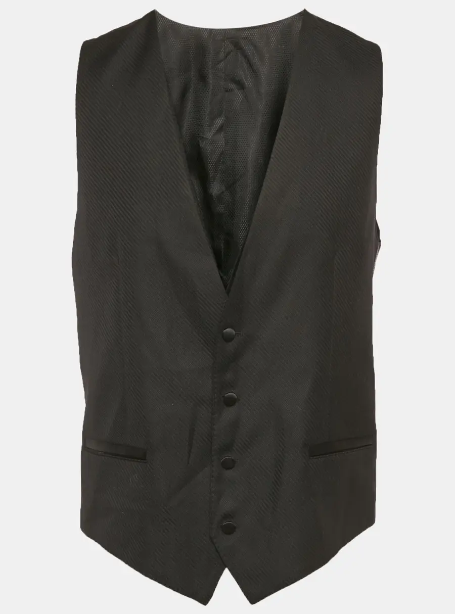 Dolce & Gabbana Black Patterned Wool Waistcoat XL