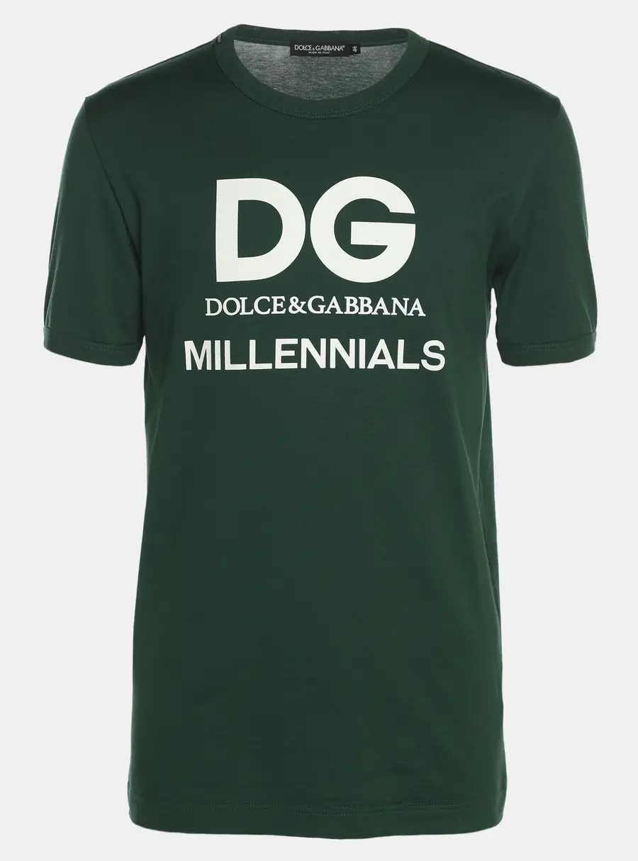 Dolce & Gabbana Green Jersey Millennials T-Shirts S