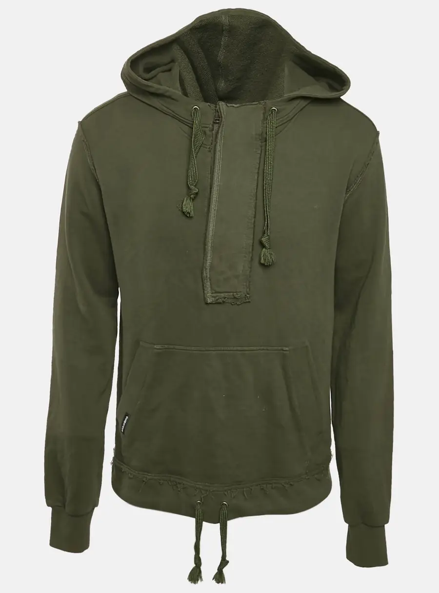 Dolce & Gabbana Green Cotton Knit Distressed Hoodie S