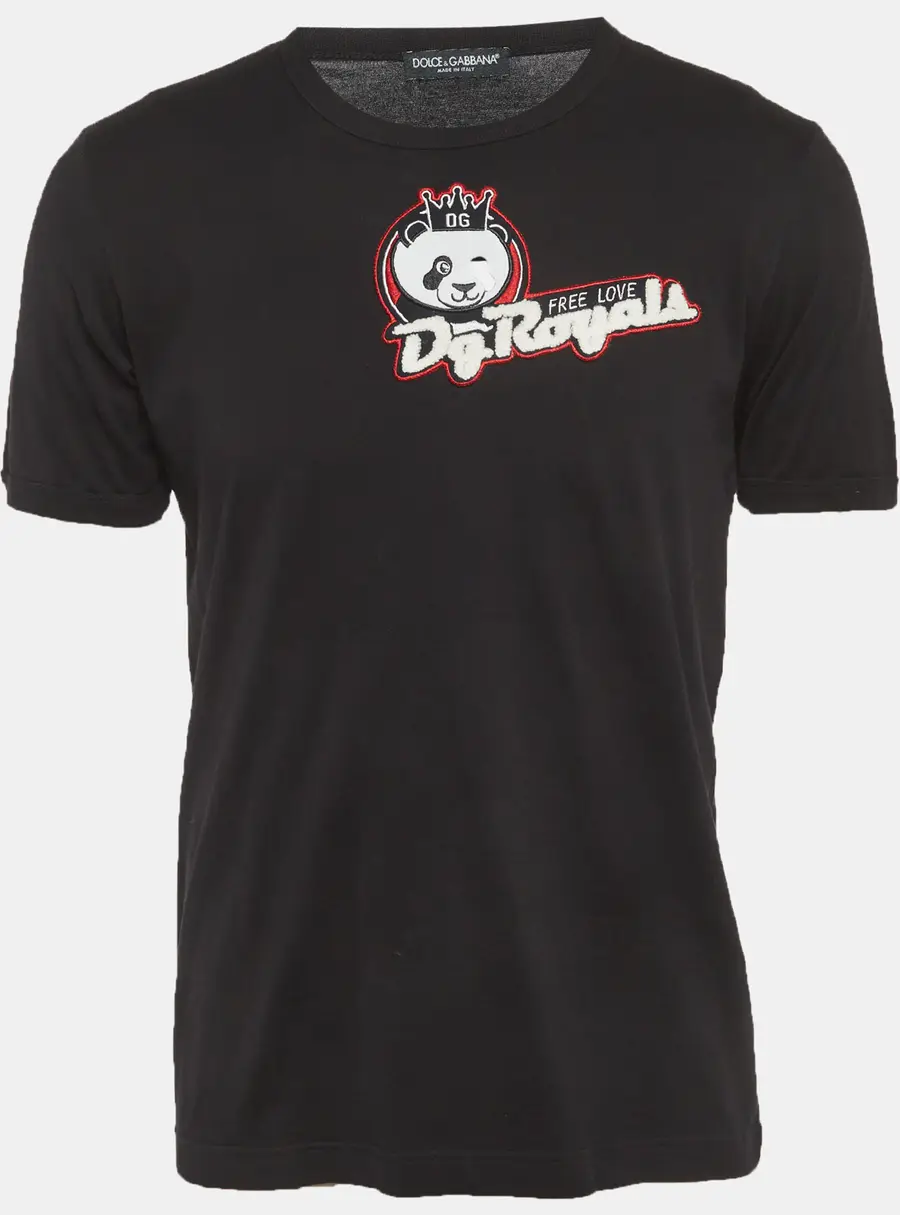 Dolce & Gabbana Black Applique Jersey T-Shirt XL