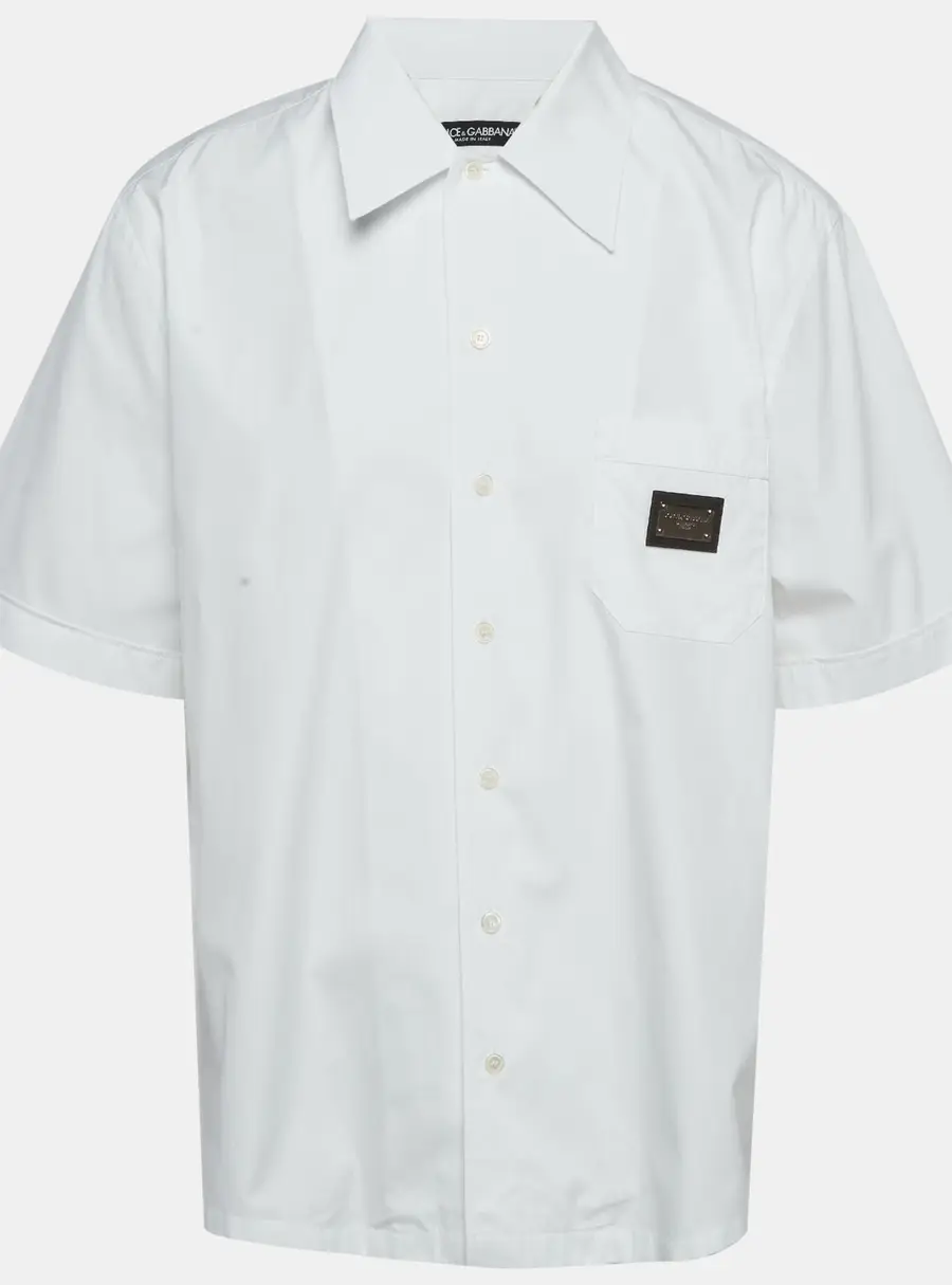 Dolce & Gabbana White Cotton Short Sleeve Shirt 3XL