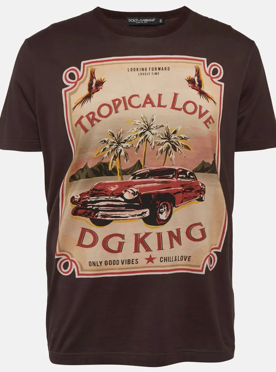 Dolce & Gabbana Burgundy Printed Jersey T-Shirt XXL