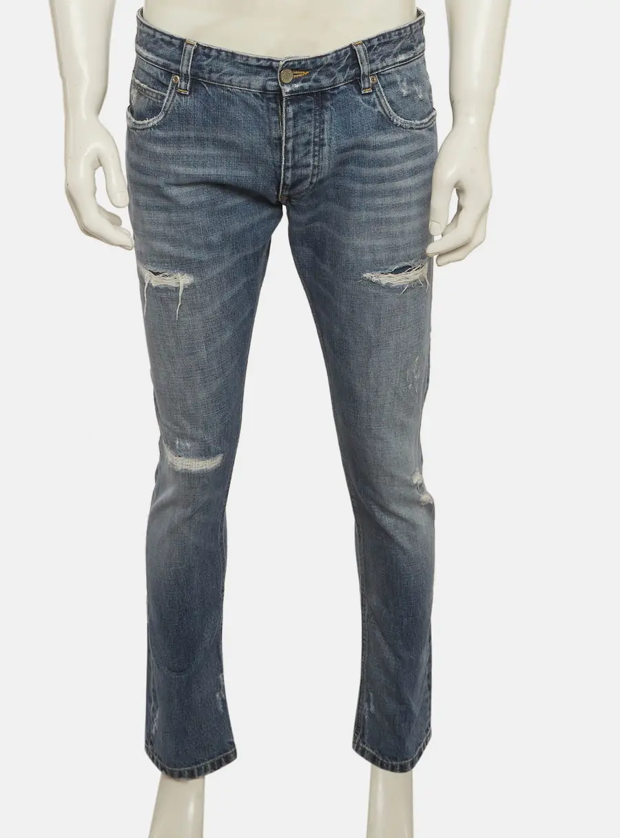 Dolce & Gabbana Blue Denim Distressed Jeans M/Waist 33"