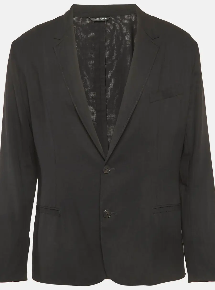 Dolce & Gabbana Black Wool Lightweight Blazer XXL