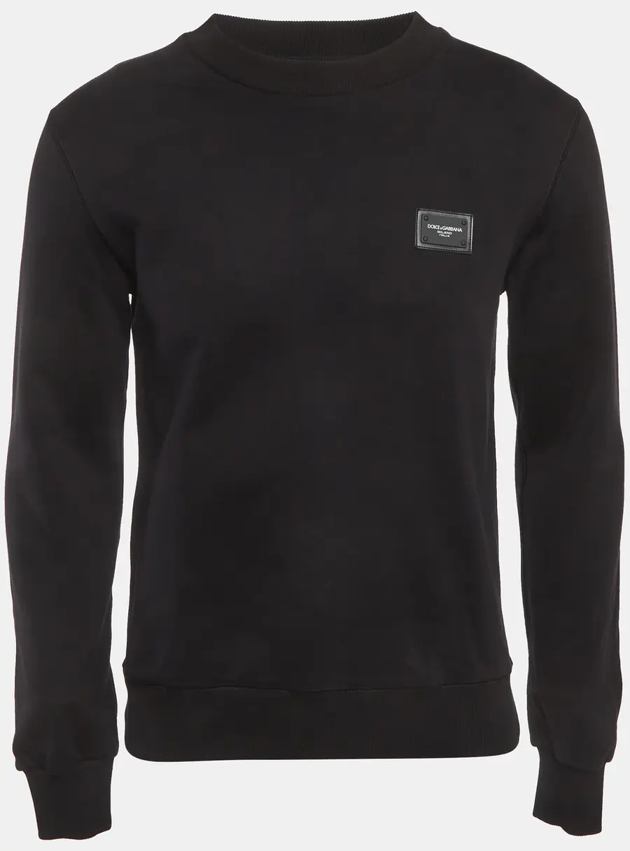 Dolce & Gabbana Black Logo Plaque Cotton Sweatshirt M